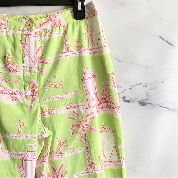 HTF Lilly Pulitzer Y2K VTG Cabana Banana Capri Pants Whimsical Monkey Size 6 - Picture 2 of 8